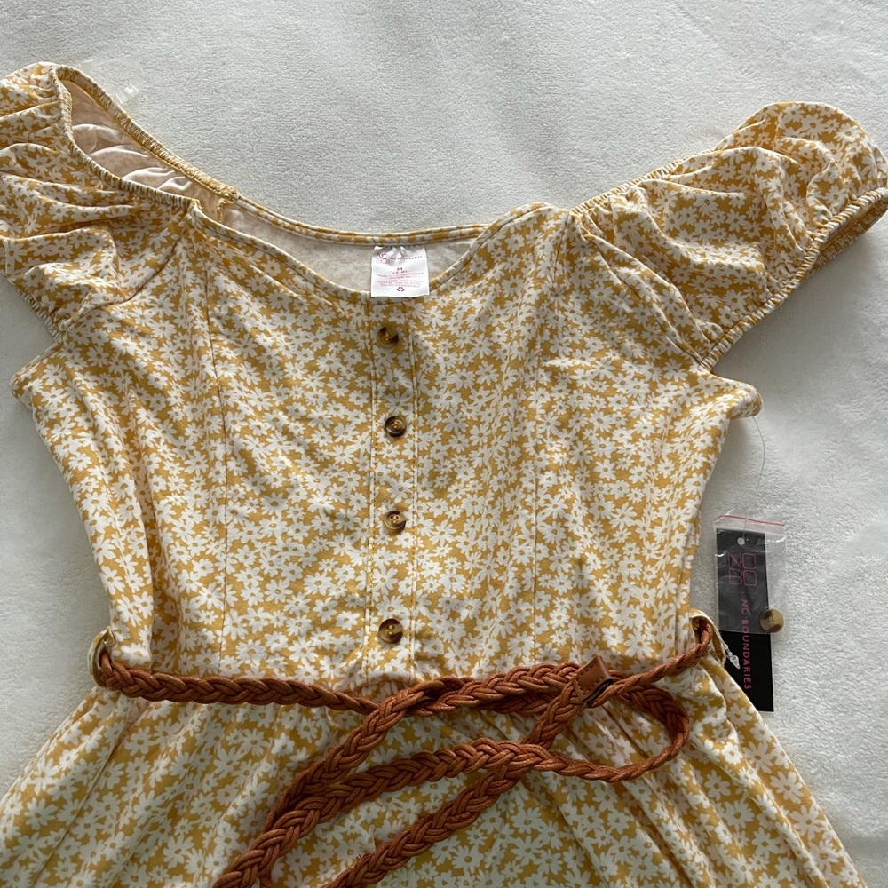 Floral yellow summer off shoulder dress size M 7-9